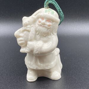 Belleek Pottery 1998 Collector's Society Santa w/ Gifts Bell Christmas Ornament